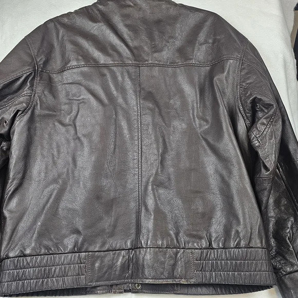 Vtg Lambskin Leather Bomber Jacket Quilted‎ Brown Grunge Top Gun Style Classic